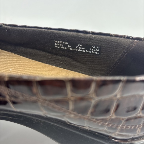 Clarks Gael Angora Brown Croc Embossed Leather Comfort Loafers 7M Shoes - Picture 7 of 9